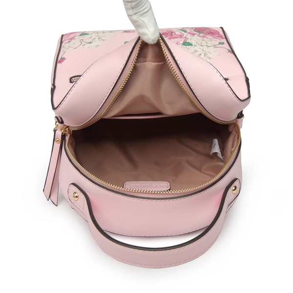 LG1866F-MISS LULU STYLISH LADIES RUCKSACK LEATHER PRINTED BACKPACK PINK